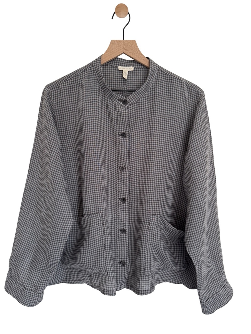 Eileen Fisher Mandarin Collar Jacket Women’s 100% Organic Linen Size L